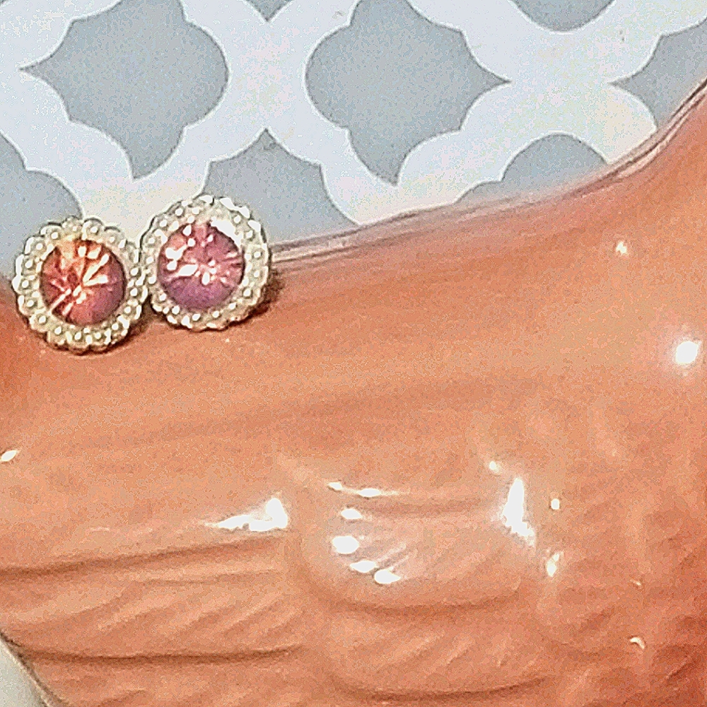 Pink&Pearl stud "Tiffany"style earrings